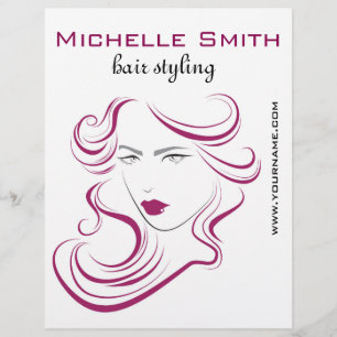 Modern Elegant Pink Wavy Hair Salon Beauty Girl  Flyer
