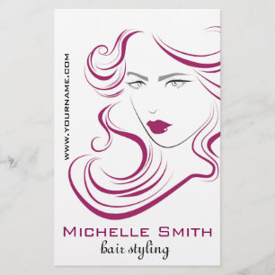 Modern Elegant Pink Wavy Hair Salon Beauty Girl  Flyer