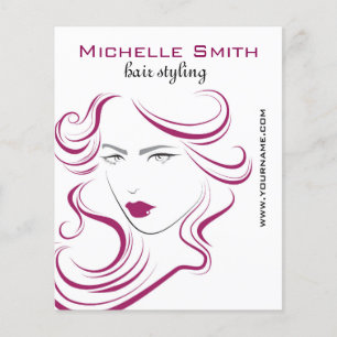 Modern Elegant Pink Wavy Hair Salon Beauty Girl  Flyer