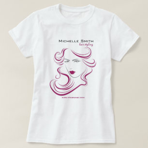 Modern Elegant Pink Wavy Hair Salon Beauty Girl T-Shirt