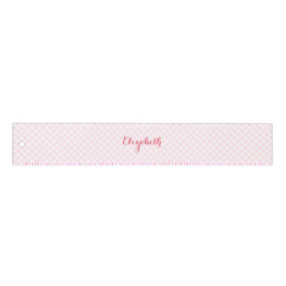 Modern Elegant Pink White Checkered Monogram Girly Ruler