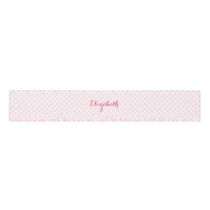 Modern Elegant Pink White Checkered Monogram Girly Ruler
