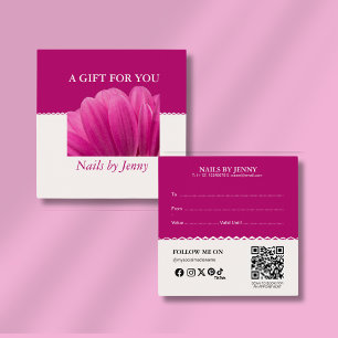 Modern Elegant Pink White Floral Nail Salon Gift