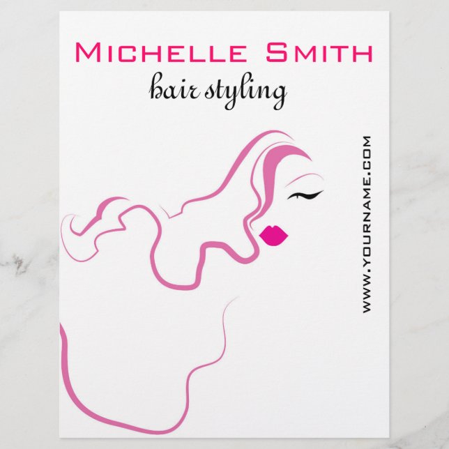 Modern elegant pink white hair stylist beauty girl flyer (Front)