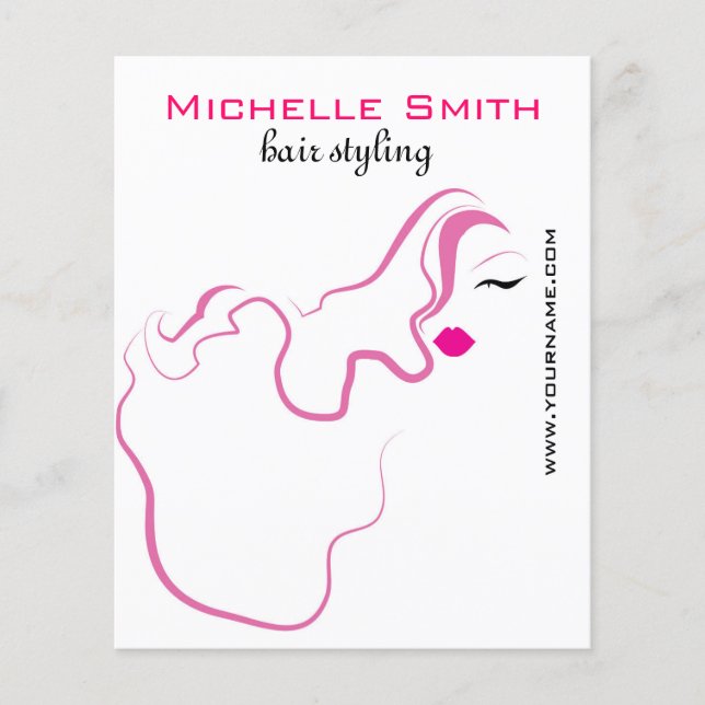 Modern elegant pink white hair stylist beauty girl flyer (Front)