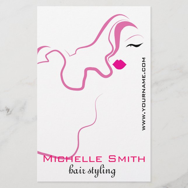 Modern elegant pink white hair stylist beauty girl flyer (Front)