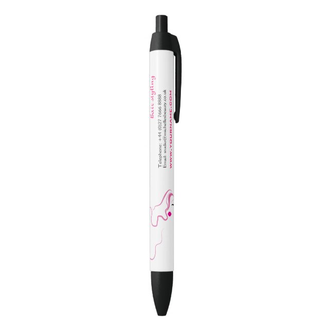 Modern elegant pink white hair stylist beauty girl pen (Bottom (Vertical))