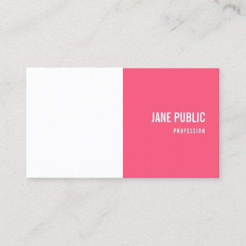 Modern Elegant Pink White Minimalist Template Business Card