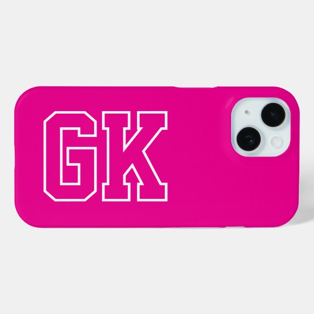 Modern Elegant Pink White Monogram Initials Case-Mate iPhone Case (Back (Horizontal))