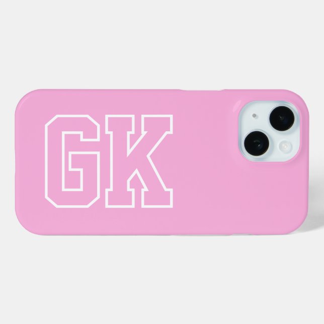 Modern Elegant Pink White Monogram Initials Case-Mate iPhone Case (Back (Horizontal))