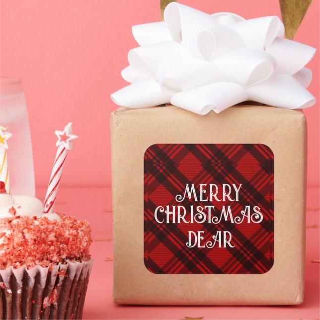  Modern Elegant Plaid  Square Sticker (Party)