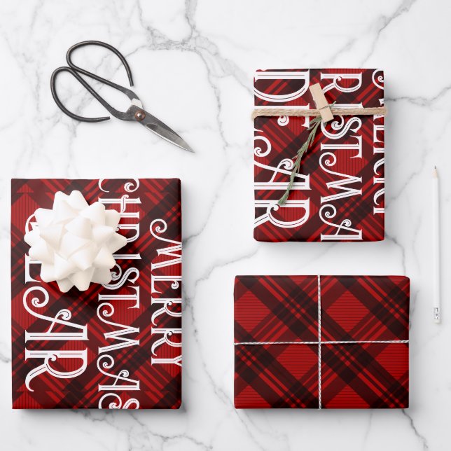 Modern & Elegant Plaid Wrapping Paper Sheets (Front)
