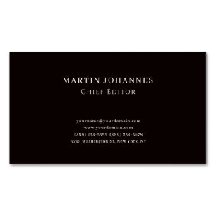 Modern Elegant Plain Black Minimalist Business Card Magnet