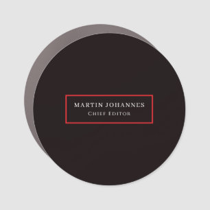 Modern Elegant Plain Black Minimalist Car Magnet