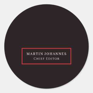 Modern Elegant Plain Black Minimalist Classic Round Sticker