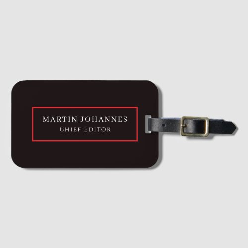Modern Elegant Plain Black Minimalist Luggage Tag