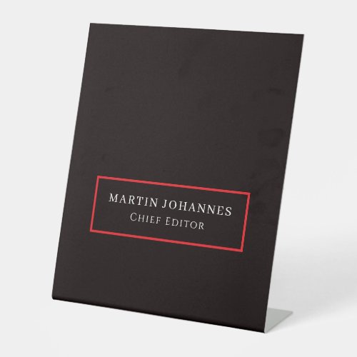 Modern Elegant Plain Black Minimalist Pedestal Sign