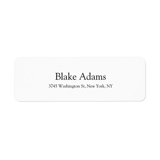 Modern Elegant Plain Black & White Classical Label (Front)