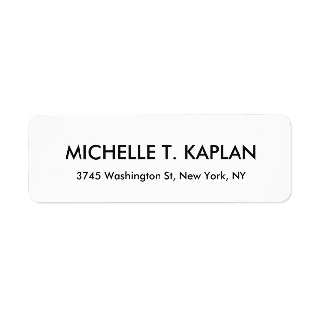 Modern Elegant Plain Black & White Minimalist Label (Front)