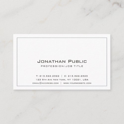 Modern Elegant Plain Creative Grey White Business Card