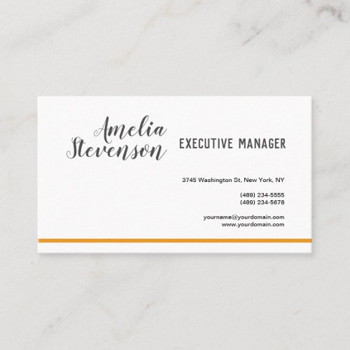 Modern Elegant Plain Grey White Orange Minimalsit Business Card