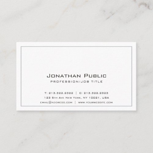 Modern Elegant Plain Grey White Professional Business Card