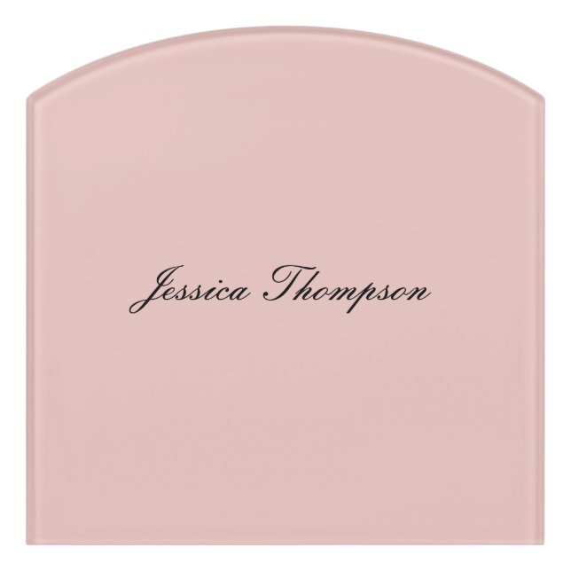 Modern Elegant Plain Name Professional Rose Gold Door Sign (Contour Front)