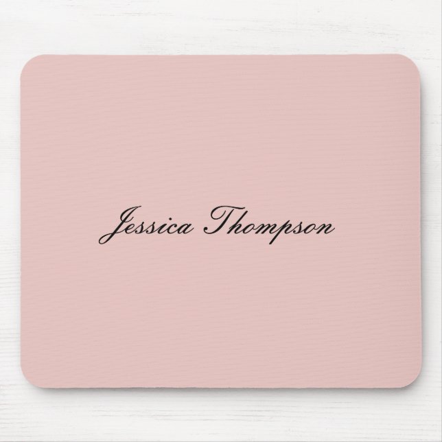 Modern Elegant Plain Name Professional Rose Gold Mouse Pad (Front)
