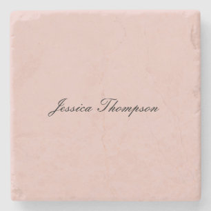 Modern Elegant Plain Name Professional Rose Gold Stone Coaster