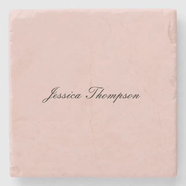 Modern Elegant Plain Name Professional Rose Gold Stone Coaster