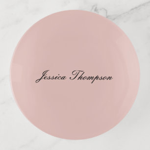 Modern Elegant Plain Name Professional Rose Gold Trinket Tray