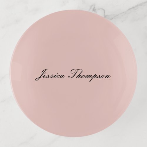 Modern Elegant Plain Name Professional Rose Gold Trinket Tray