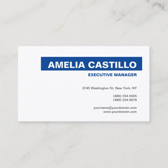 Modern Elegant Plain Premium Silk Blue White Business Card (Front)