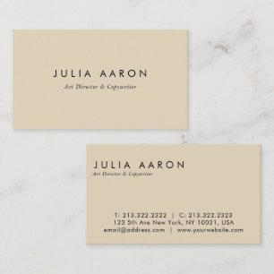 Modern Elegant Plain Professional Beige Business Card