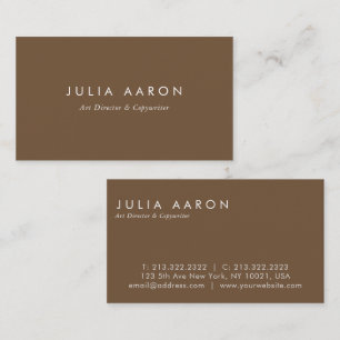 Modern Elegant Plain Professional Brown Business Card