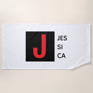 Modern Elegant Plain Professional Name Monogram Beach Towel