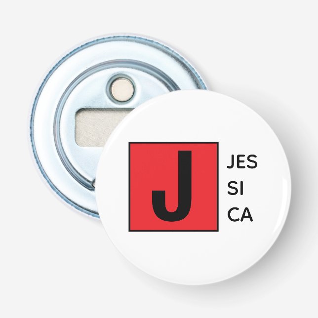 Modern Elegant Plain Professional Name Monogram Bottle Opener (Front)