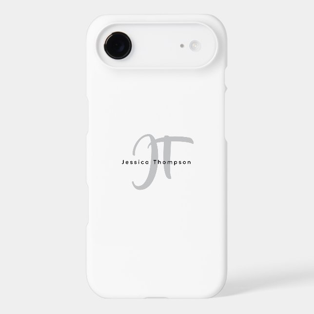 Modern Elegant Plain Professional Name Monogram Case-Mate iPhone Case (Back)
