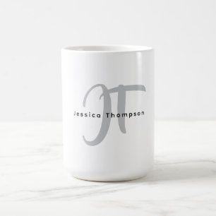 Modern Elegant Plain Professional Name Monogram Coffee Mug