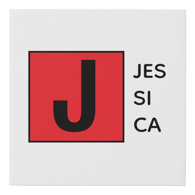 Modern Elegant Plain Professional Name Monogram Faux Canvas Print (Front)