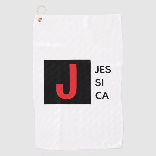 Modern Elegant Plain Professional Name Monogram Golf Towel (Front)