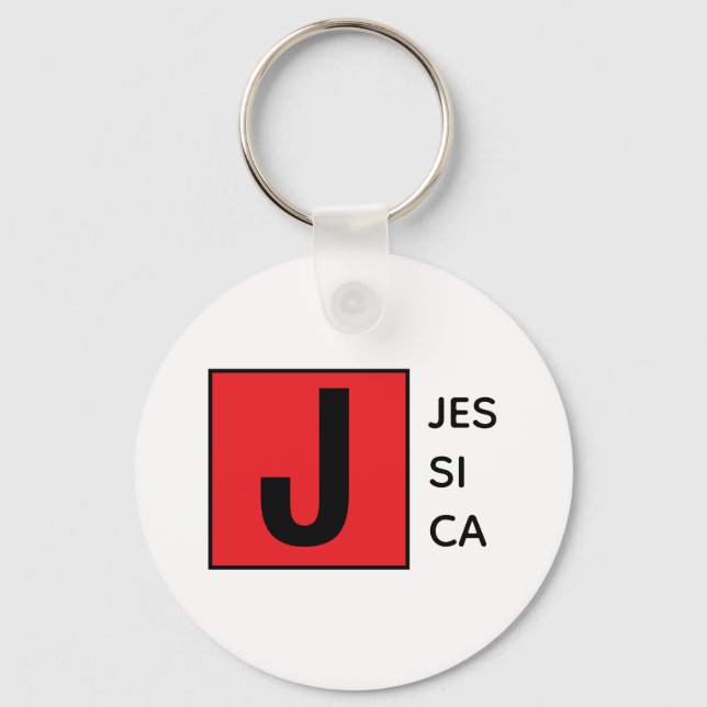Modern Elegant Plain Professional Name Monogram Keychain (Front)