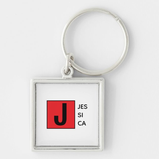 Modern Elegant Plain Professional Name Monogram Keychain (Front)