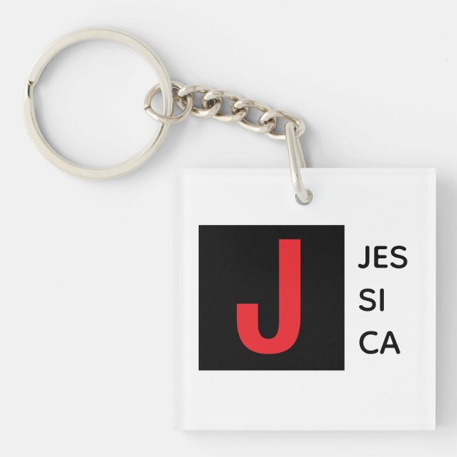 Modern Elegant Plain Professional Name Monogram Keychain (Front)