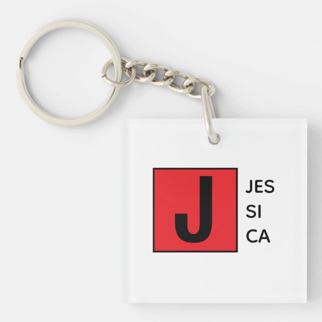 Modern Elegant Plain Professional Name Monogram Keychain (Front)