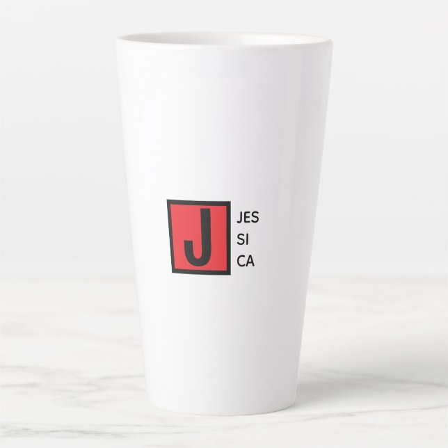 Modern Elegant Plain Professional Name Monogram Latte Mug (Front)