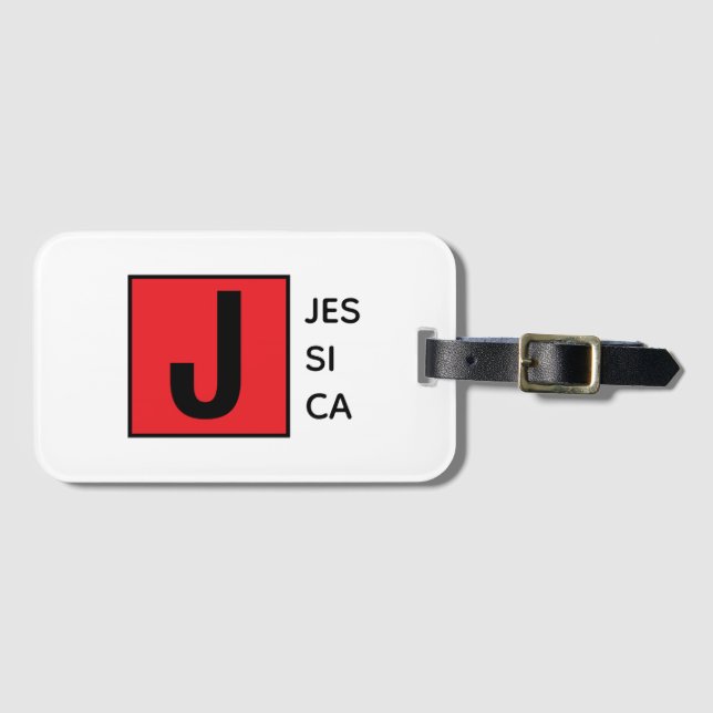 Modern Elegant Plain Professional Name Monogram Luggage Tag (Front Horizontal)