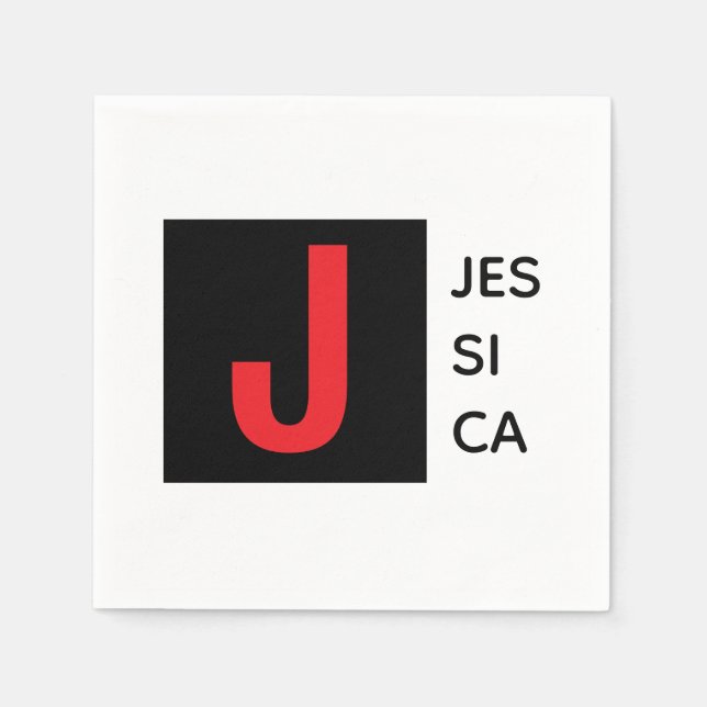 Modern Elegant Plain Professional Name Monogram Napkins (Front)