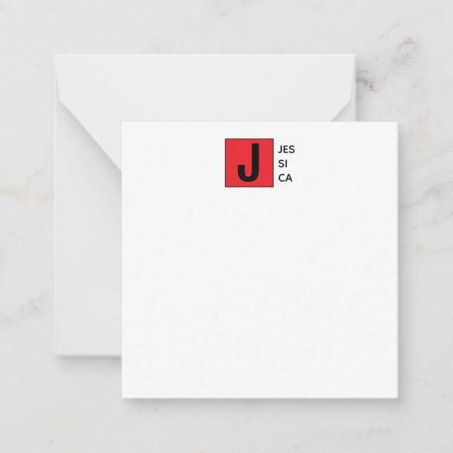 Modern Elegant Plain Professional Name Monogram Note Card (Front)