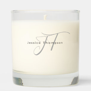 Modern Elegant Plain Professional Name Monogram Scented Candle